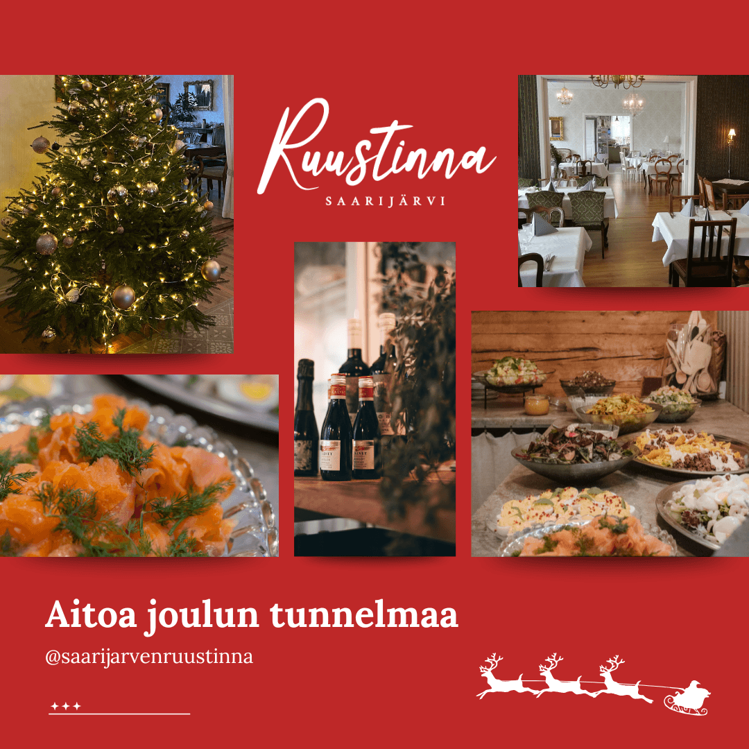 Ruustinnan joulumainos, jossa erilaisia valokuvia jouluherkuista ja tunnelmasta